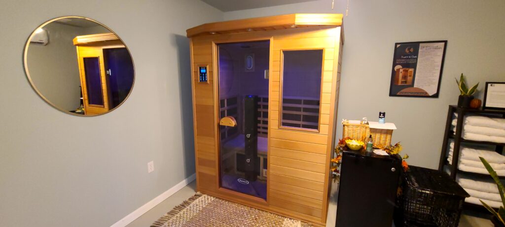 Infrared Sauna with Red Light Therapy at Head to Toe Studio in Carmi, IL.